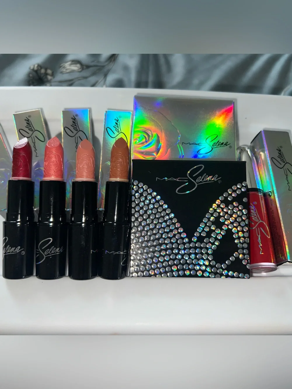 MAC Cosmetics Selena Lipstick Set with Bronzer and Red Lip Gloss
